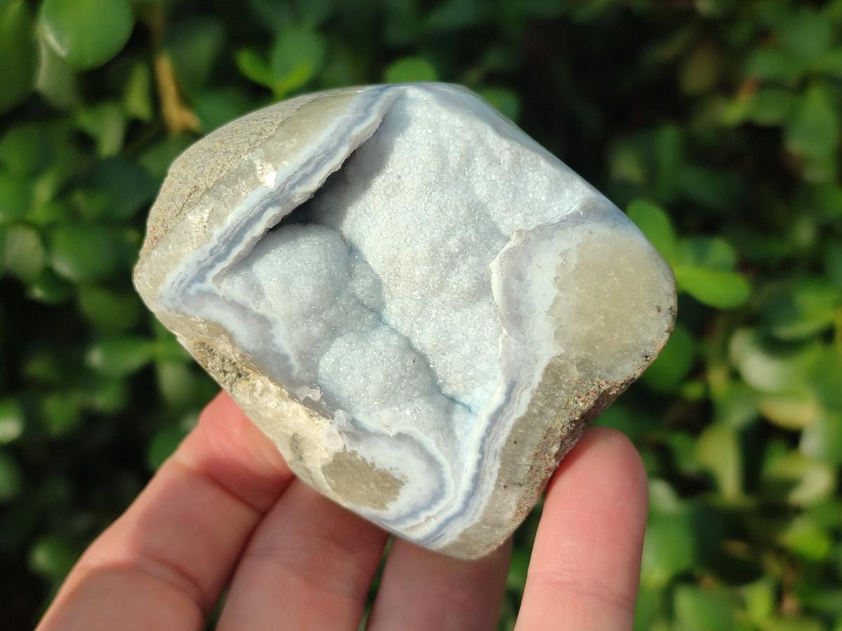 Polished Blue Lace Agate Geode Specimens x 6 From Nsanje, Malawi - Toprock Gemstones and Minerals 
