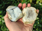 Polished Blue Lace Agate Geode Specimens x 6 From Nsanje, Malawi - Toprock Gemstones and Minerals 