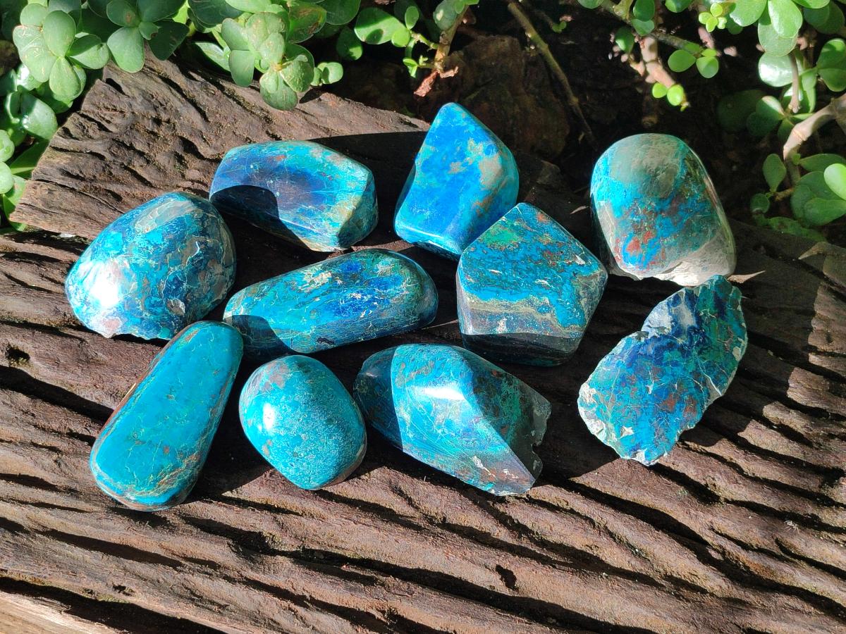 Polished One Side Shattuckite Free Forms x 12 From Kaokoveld, Namibia - Toprock Gemstones and Minerals 