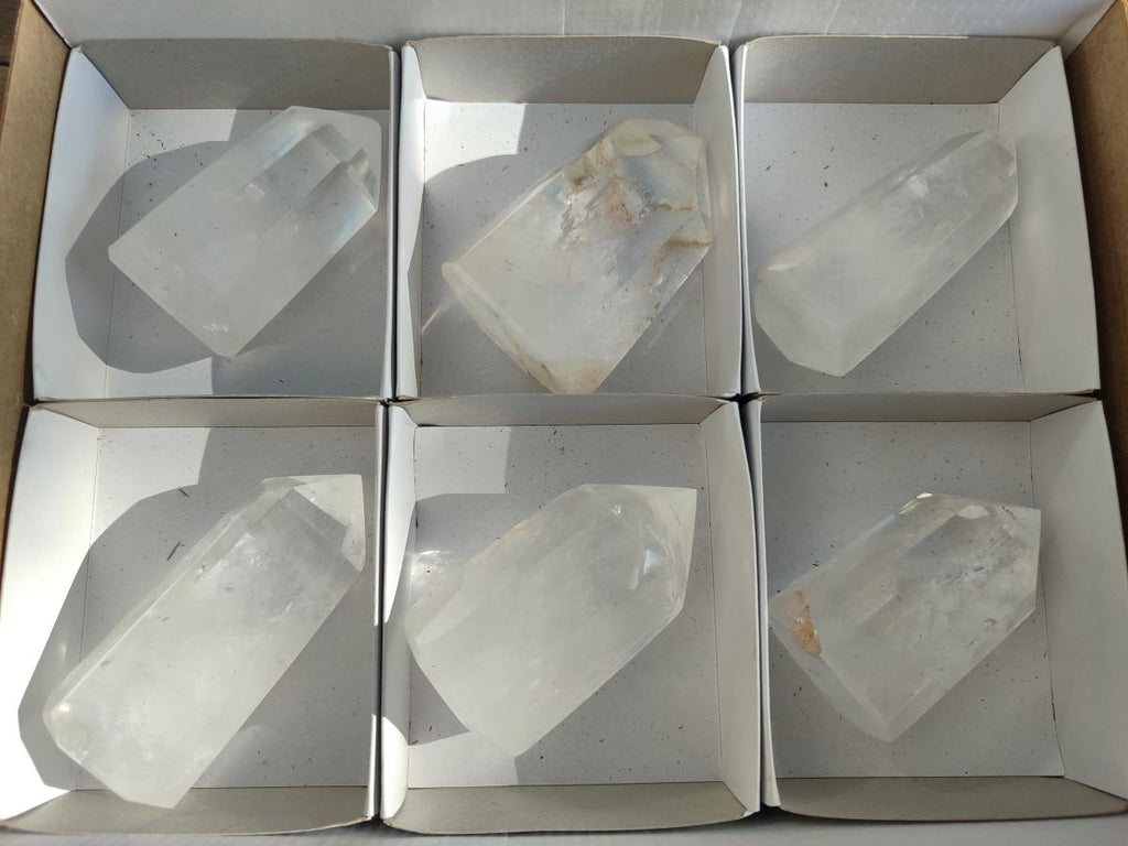 Polished Wispy Quartz Display Crystals x 6 From Madagascar - Toprock Gemstones and Minerals 