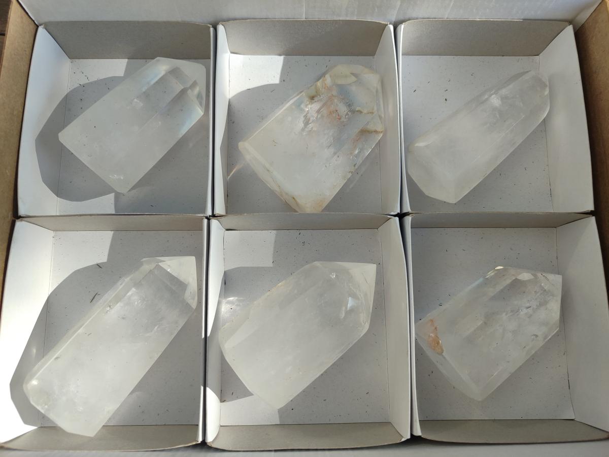 Polished Wispy Quartz Display Crystals x 6 From Madagascar - Toprock Gemstones and Minerals 