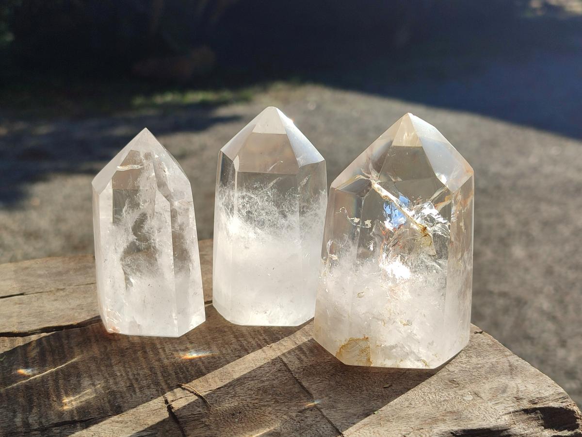 Polished Wispy Quartz Display Crystals x 6 From Madagascar - Toprock Gemstones and Minerals 