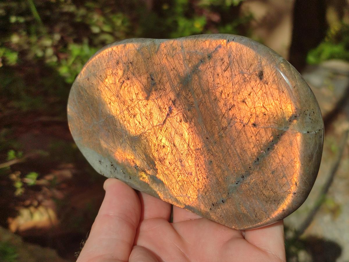 Polished Rare Purple Sunset Flash Labradorite Standing Free Forms x 3 From Madagascar - Toprock Gemstones and Minerals 