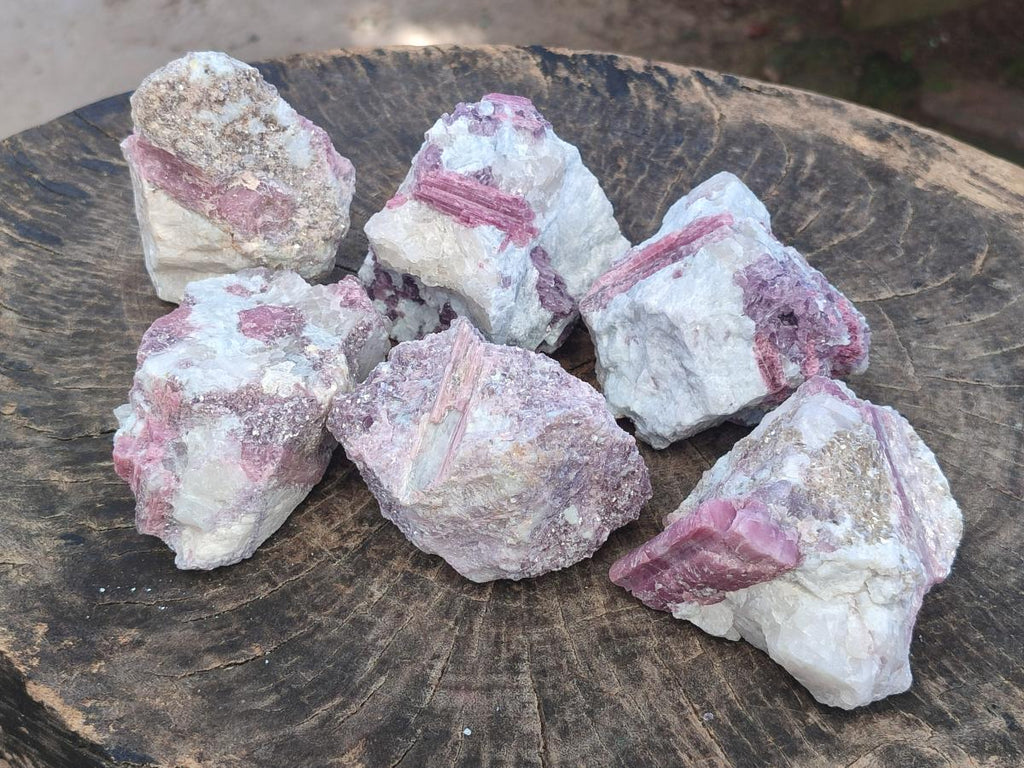 Natural Pink Rubellite Tourmaline Specimens x 6 From Karibib, Namibia - Toprock Gemstones and Minerals 