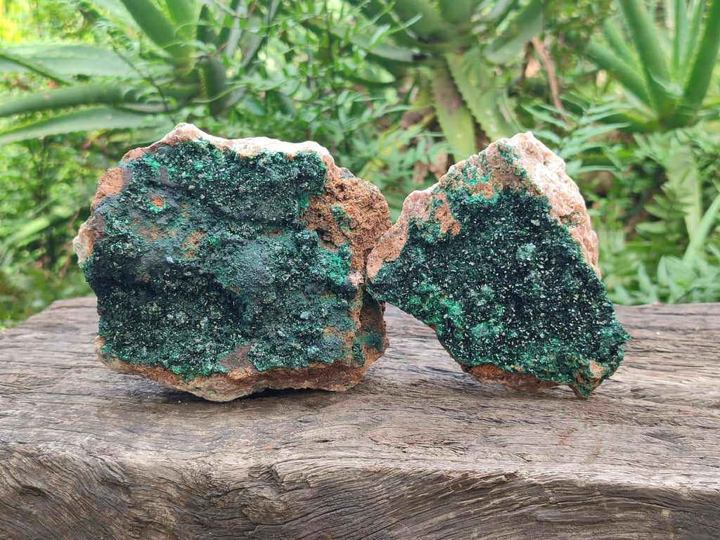 Natural Crystalline Malachite Specimens x 2 From Tenke Fungurume, Congo - Toprock Gemstones and Minerals 