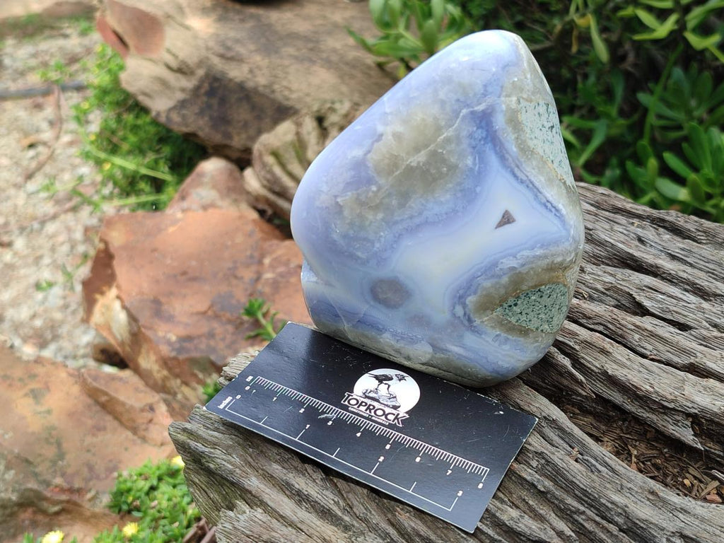 Polished Blue Lace Agate Standing Free Forms x 2 From Nsanje, Malawi - Toprock Gemstones and Minerals 