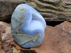 Polished Blue Lace Agate Standing Free Forms x 2 From Nsanje, Malawi - Toprock Gemstones and Minerals 