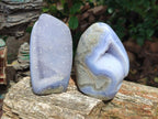 Polished Blue Lace Agate Standing Free Forms x 2 From Nsanje, Malawi - Toprock Gemstones and Minerals 
