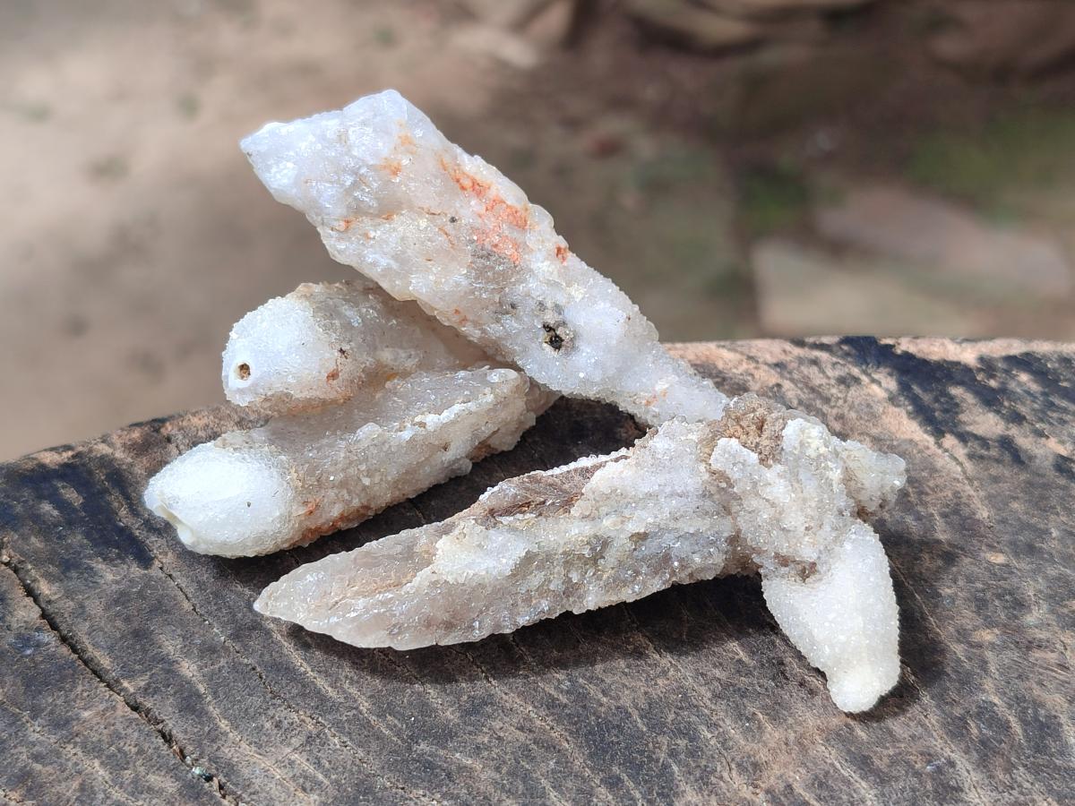 Natural Drusy Quartz Coated Spearhead Calcite Crystals x 20 From Albert's Mountain, Lesotho - Toprock Gemstones and Minerals 