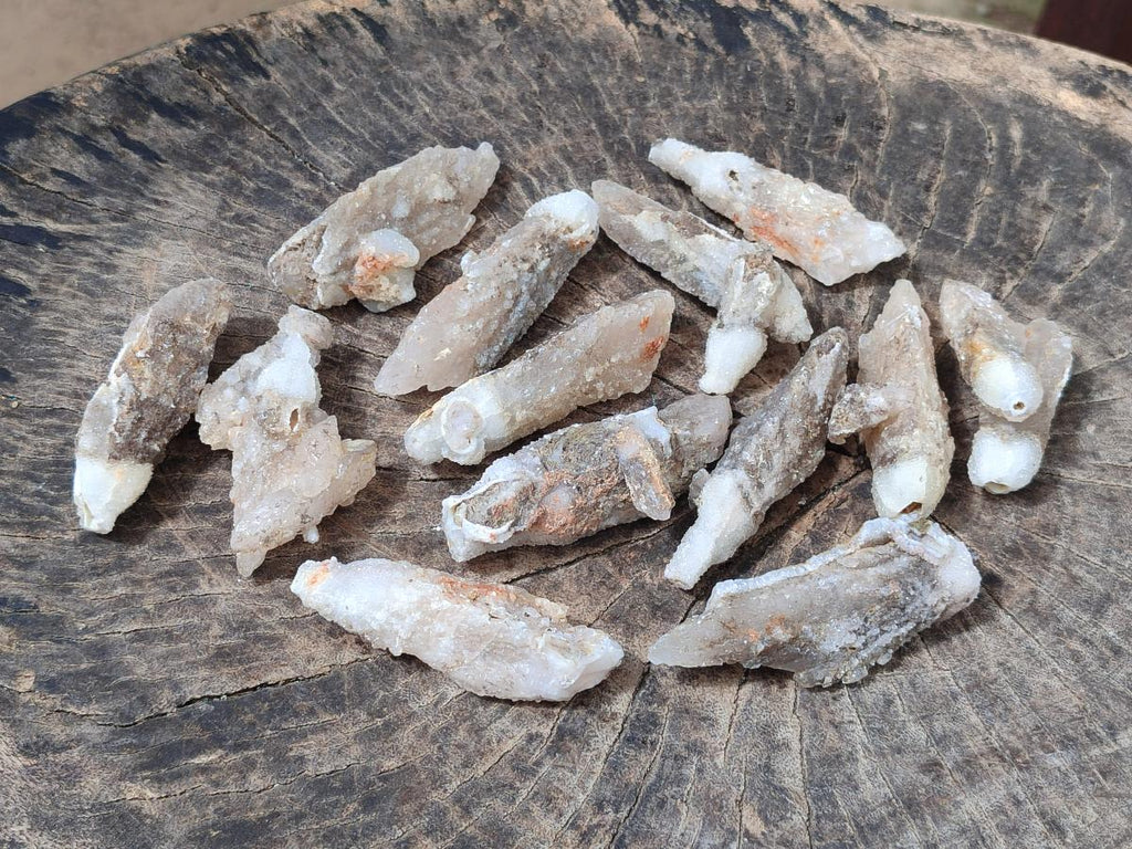 Natural Drusy Quartz Coated Spearhead Calcite Crystals x 20 From Albert's Mountain, Lesotho - Toprock Gemstones and Minerals 