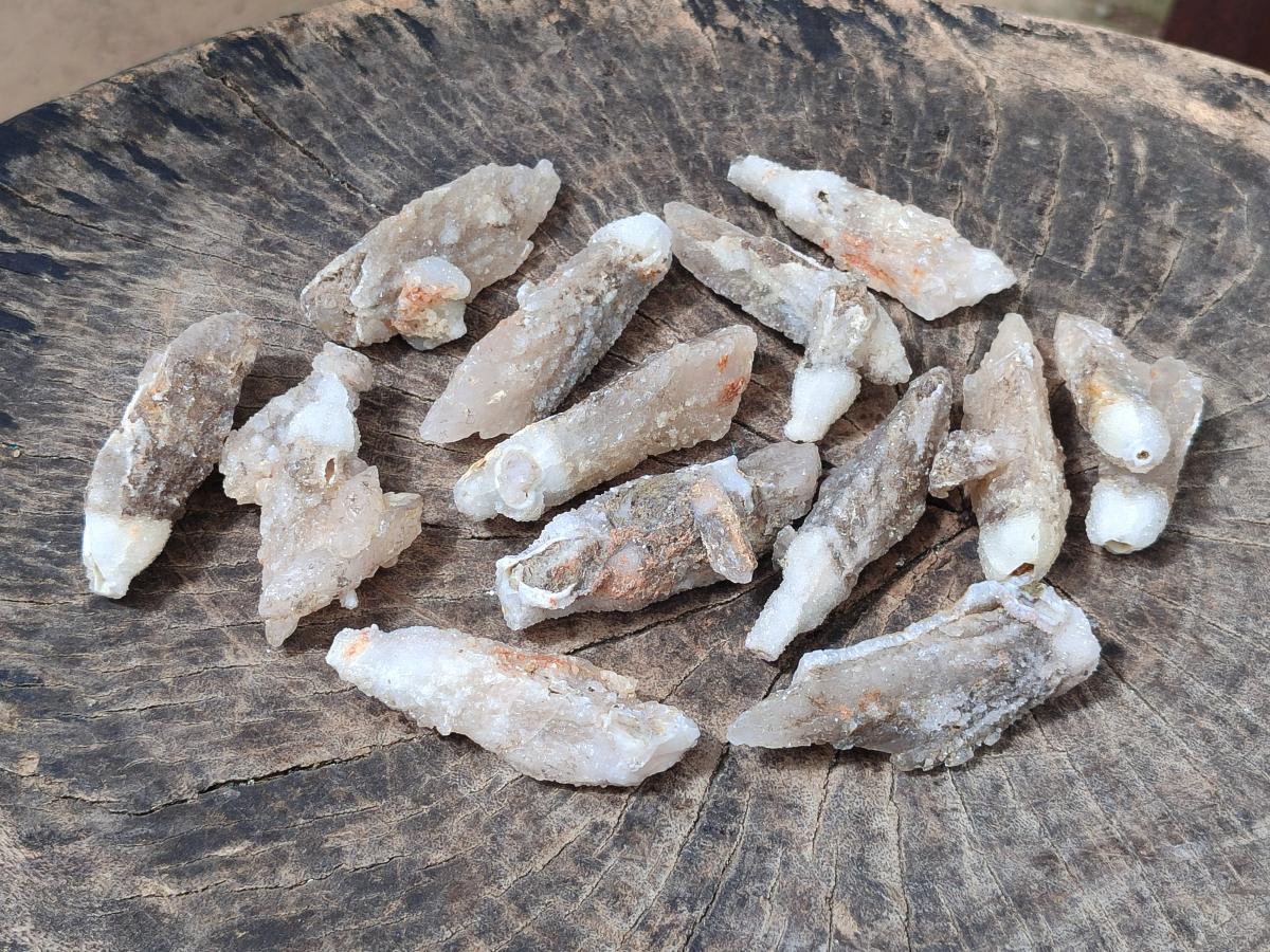 Natural Drusy Quartz Coated Spearhead Calcite Crystals x 20 From Albert's Mountain, Lesotho - Toprock Gemstones and Minerals 