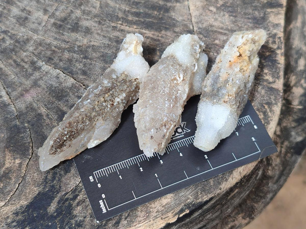 Natural Drusy Quartz Coated Spearhead Calcite Crystals x 20 From Albert's Mountain, Lesotho - Toprock Gemstones and Minerals 