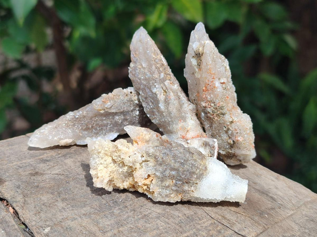 Natural Drusy Quartz Coated Spearhead Calcite Crystals x 20 From Albert's Mountain, Lesotho - Toprock Gemstones and Minerals 