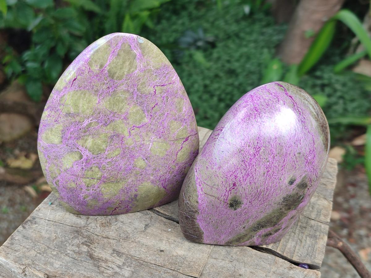 Polished Stichtite Standing Display Pieces x 2 From Barberton, South Africa - Toprock Gemstones and Minerals 