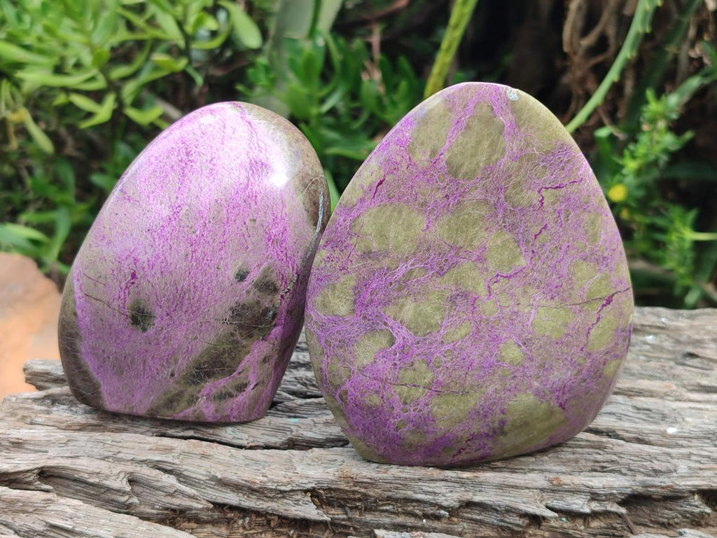 Polished Stichtite Standing Display Pieces x 2 From Barberton, South Africa - Toprock Gemstones and Minerals 