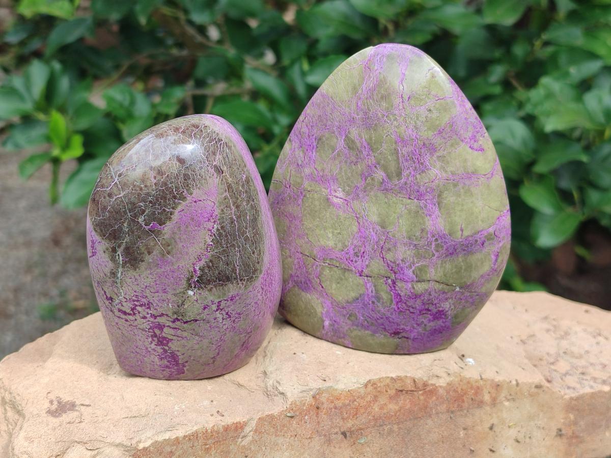 Polished Stichtite Standing Display Pieces x 2 From Barberton, South Africa - Toprock Gemstones and Minerals 