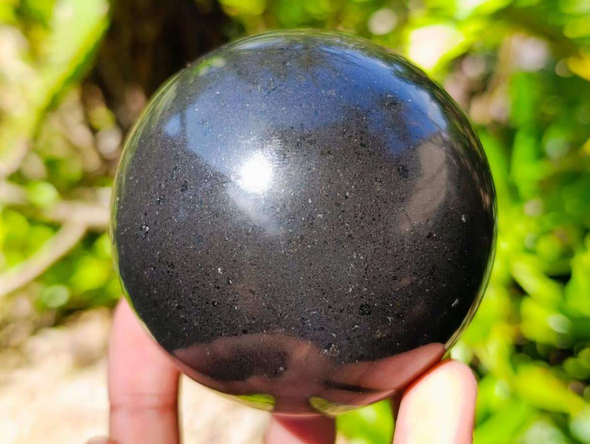 Polished Black Basalt Spheres x 3 From Madagascar - Toprock Gemstones and Minerals 