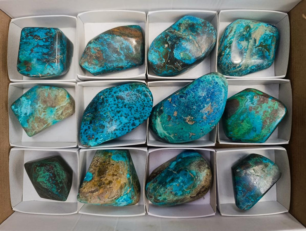 Polished Shattuckite Free Forms x 12 From Kaokoveld, Namibia - Toprock Gemstones and Minerals 