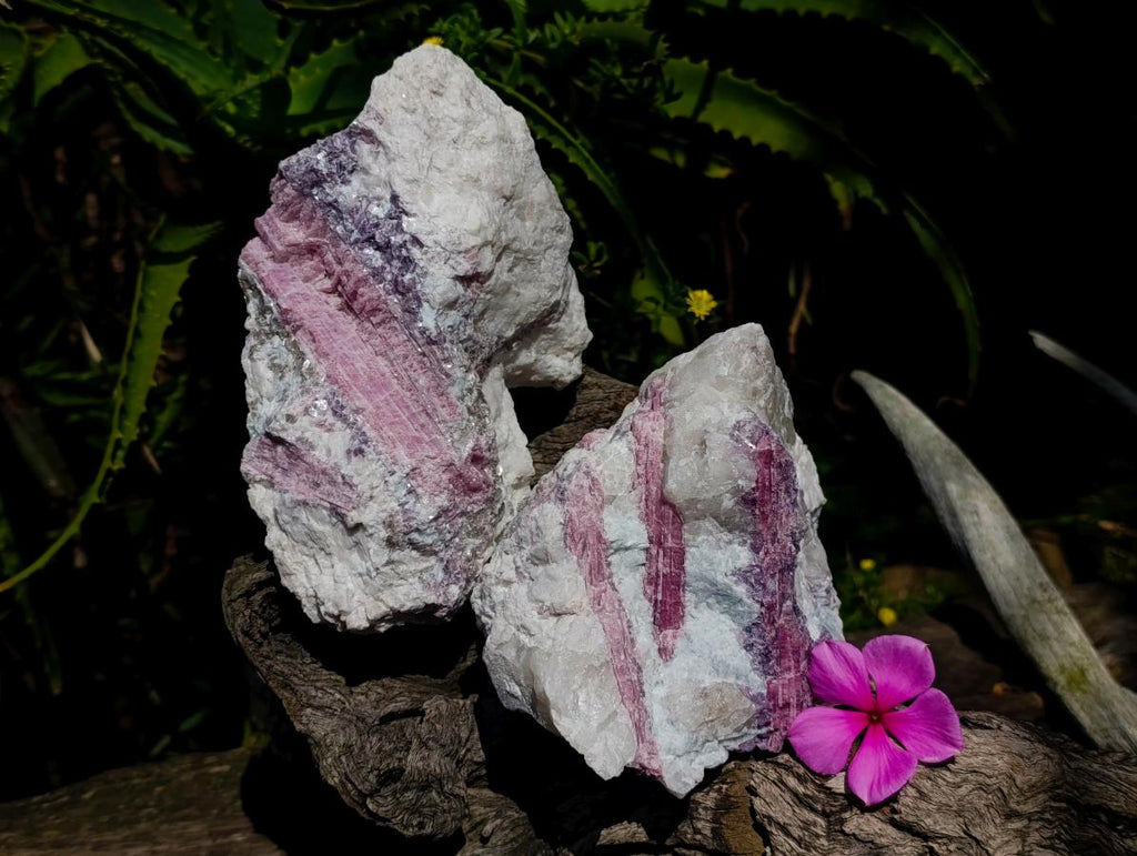Natural Large Pink Rubellite Tourmaline Specimens x 2 From Karibib, Namibia - Toprock Gemstones and Minerals 
