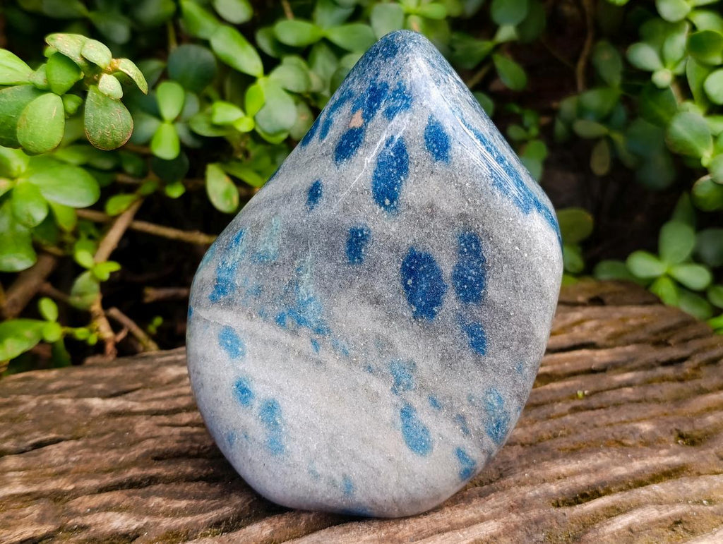 Polished Blue Spotted Spinel in Quartz Standing Display Free Form x 1 From Madagascar - Toprock Gemstones and Minerals 