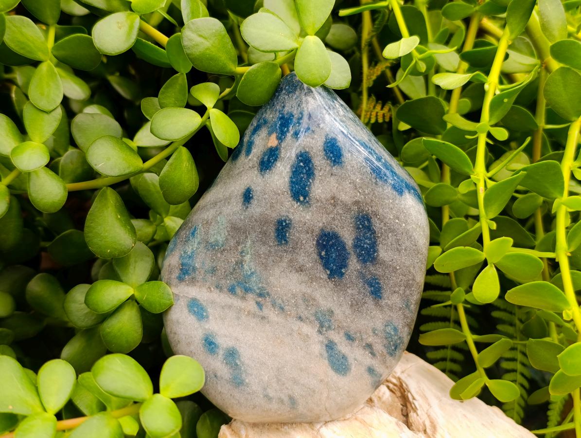 Polished Blue Spotted Spinel in Quartz Standing Display Free Form x 1 From Madagascar - Toprock Gemstones and Minerals 
