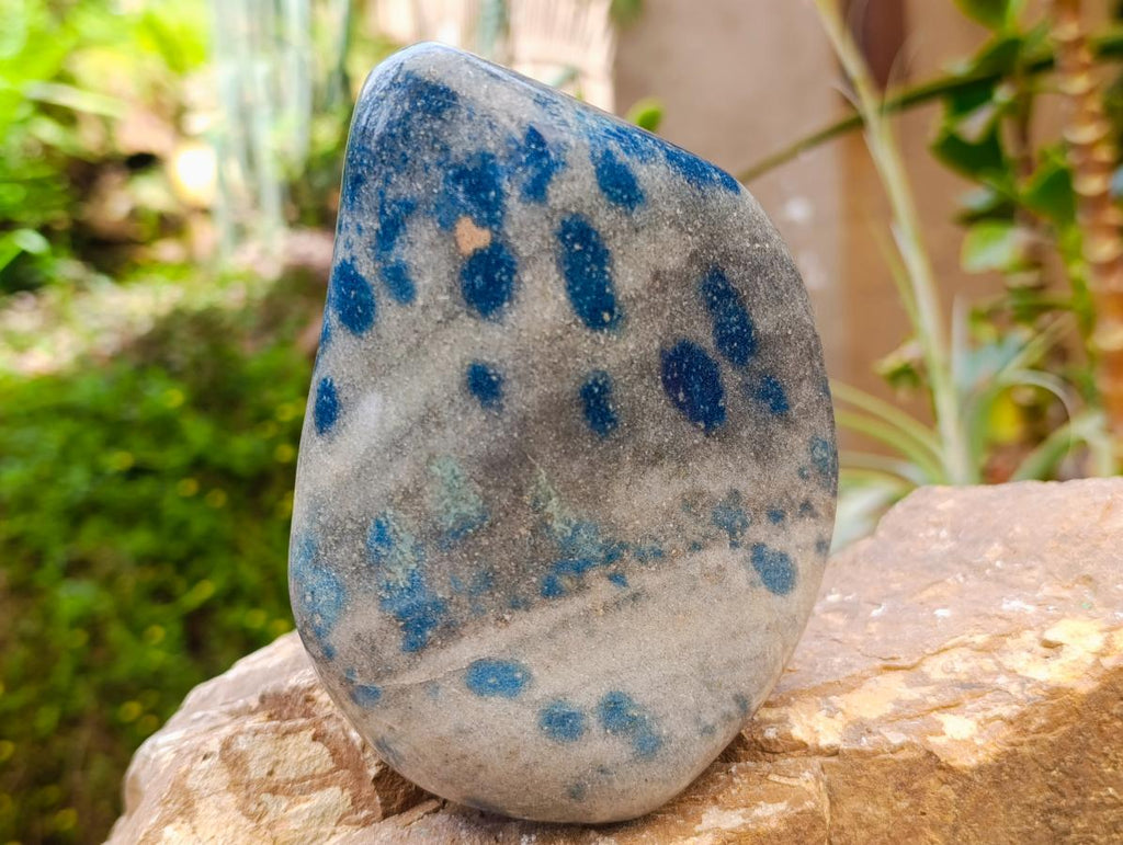Polished Blue Spotted Spinel in Quartz Standing Display Free Form x 1 From Madagascar - Toprock Gemstones and Minerals 