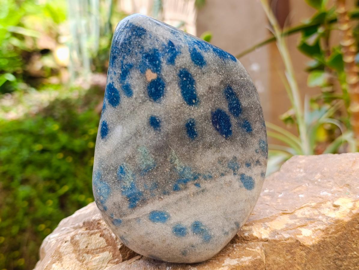 Polished Blue Spotted Spinel in Quartz Standing Display Free Form x 1 From Madagascar - Toprock Gemstones and Minerals 