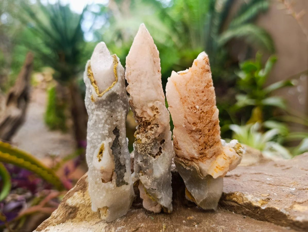 Natural Drusy Quartz Coated Spearhead Calcite Crystals x 35 From Albert's Mountain, Lesotho - Toprock Gemstones and Minerals 