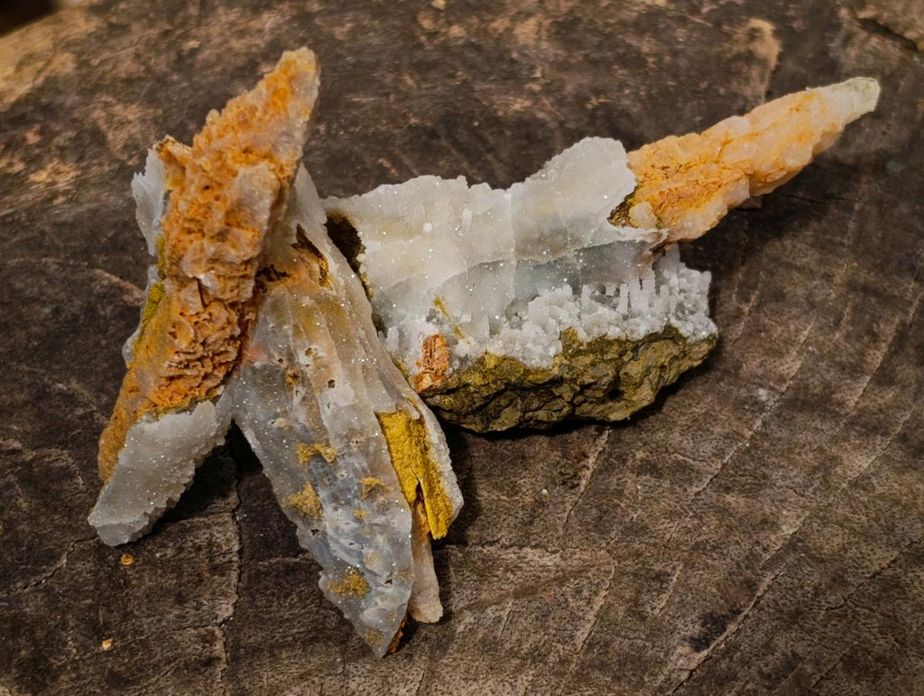 Natural Drusy Quartz Coated Spearhead Calcite Crystals x 35 From Albert's Mountain, Lesotho - Toprock Gemstones and Minerals 