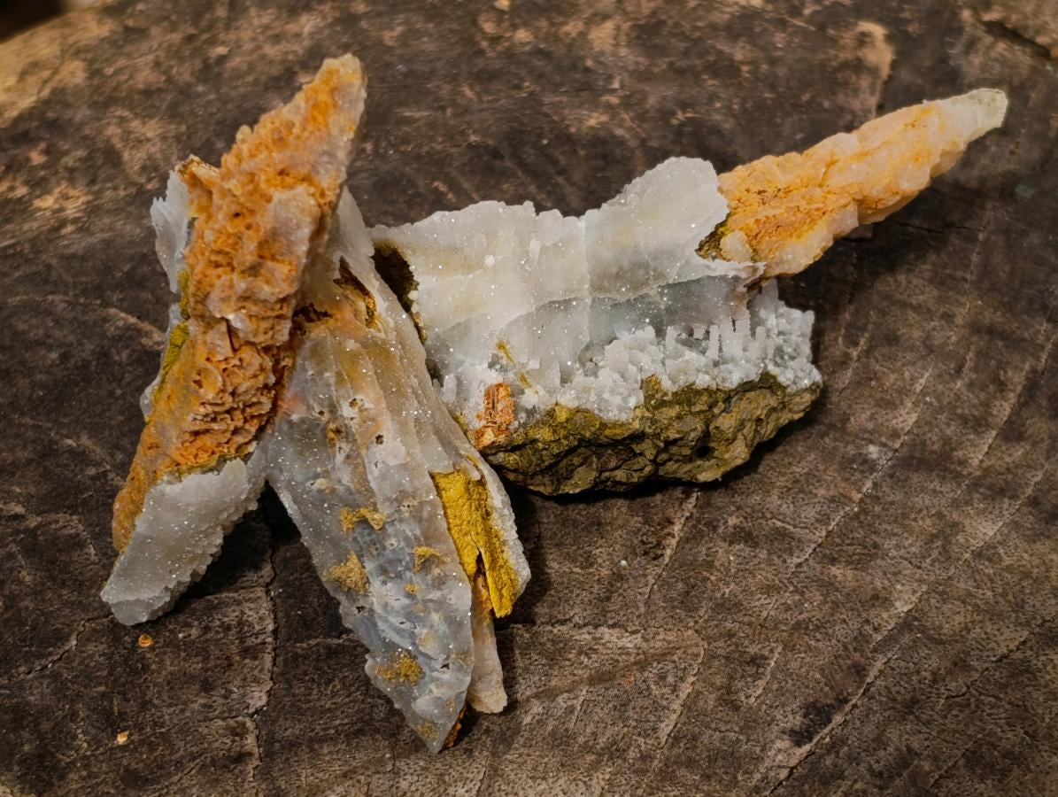 Natural Drusy Quartz Coated Spearhead Calcite Crystals x 35 From Albert's Mountain, Lesotho - Toprock Gemstones and Minerals 