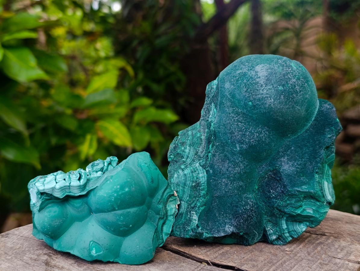 Natural Botryoidal Malachite Specimens x 3 From Congo - Toprock Gemstones and Minerals 