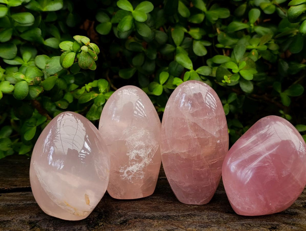 Polished Gemmy Rose Quartz Standing Display Pieces x 4 From Madagascar - Toprock Gemstones and Minerals 