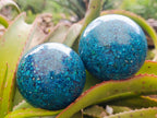 Hand Made Conglomerate Chrysocolla Spheres With Azurite And Malachite x 2 From Congo - Toprock Gemstones and Minerals 