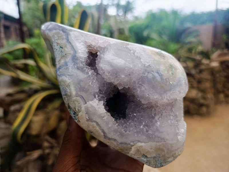 Polished Blue Lace Agate Standing Free Form x 1 From Nsanje, Malawi - Toprock Gemstones and Minerals 