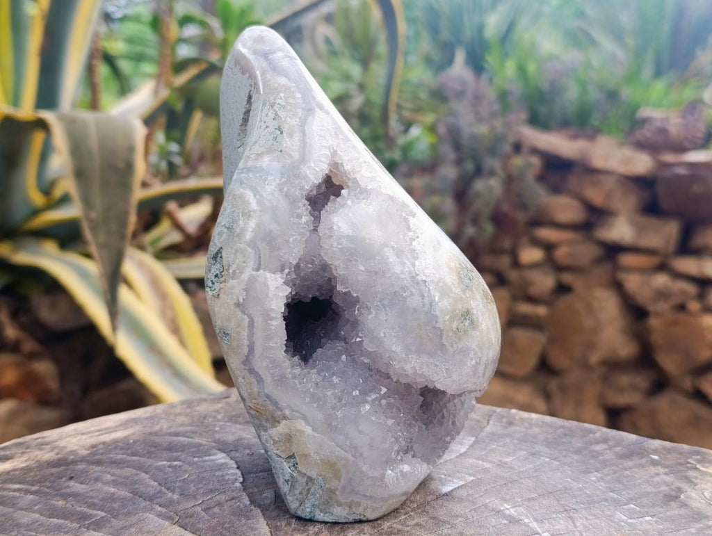 Polished Blue Lace Agate Standing Free Form x 1 From Nsanje, Malawi - Toprock Gemstones and Minerals 