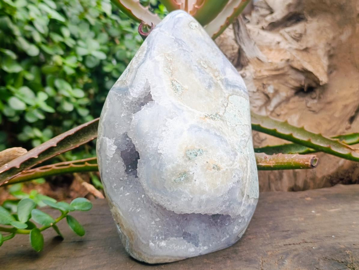 Polished Blue Lace Agate Standing Free Form x 1 From Nsanje, Malawi - Toprock Gemstones and Minerals 