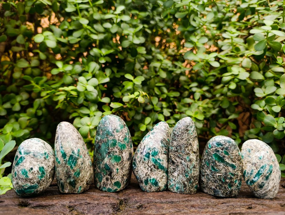 Polished Emerald Mica 'Mutokolite' Standing Display Pieces x 7 From Mutoko, Zimbabwe - Toprock Gemstones and Minerals 