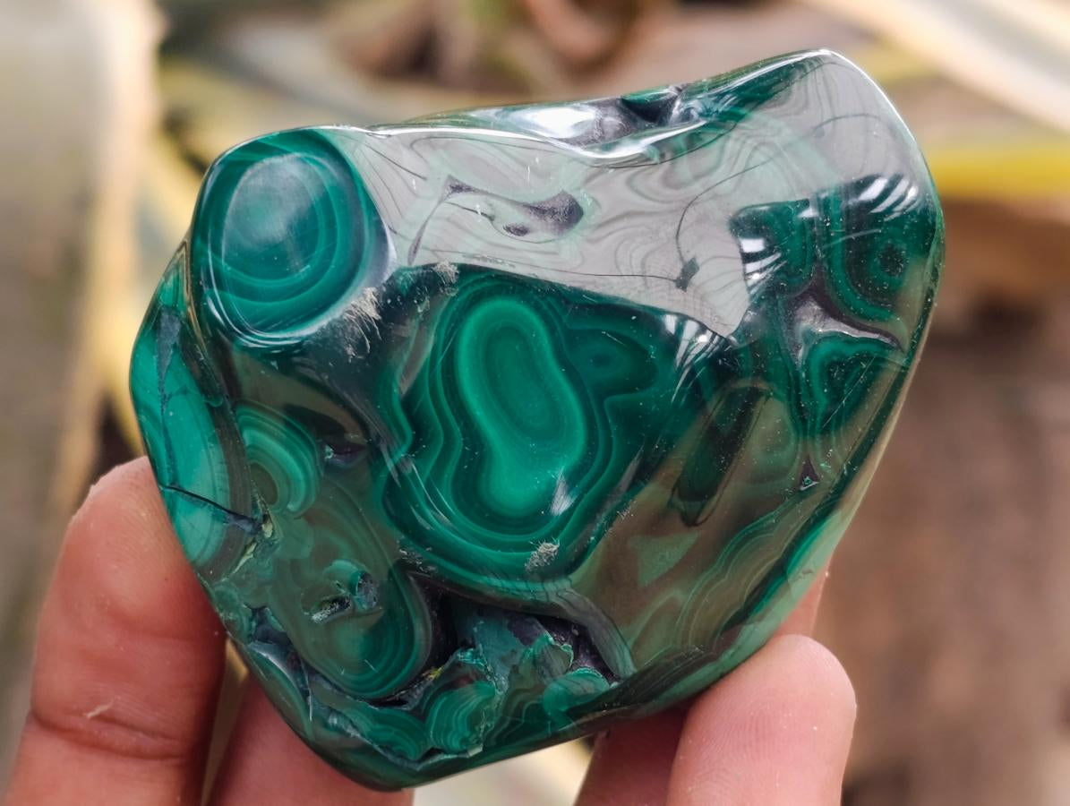 Polished Flower Banded Malachite Free Forms x 12 From Congo - Toprock Gemstones and Minerals 