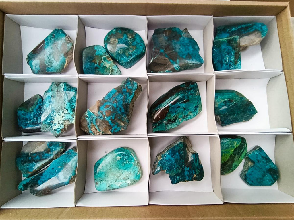 Polished One Side Shattuckite Slices x 17 From Kaokoveld, Namibia - Toprock Gemstones and Minerals 