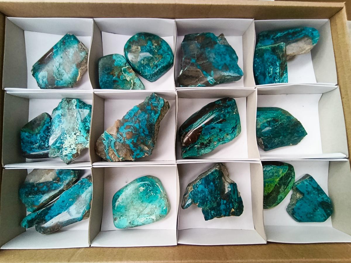 Polished One Side Shattuckite Slices x 17 From Kaokoveld, Namibia - Toprock Gemstones and Minerals 