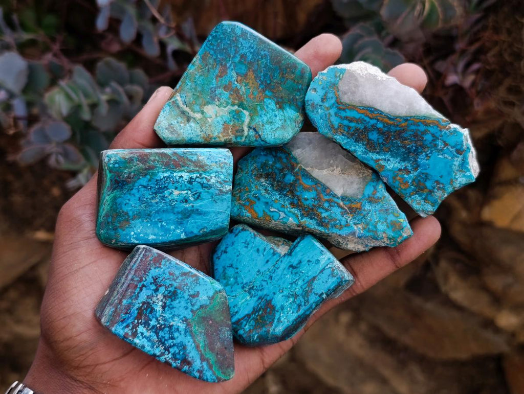 Polished One Side Shattuckite Slices x 17 From Kaokoveld, Namibia - Toprock Gemstones and Minerals 