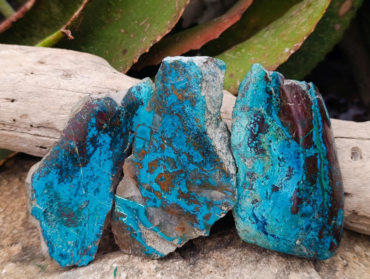 Polished One Side Shattuckite Slices x 17 From Kaokoveld, Namibia - Toprock Gemstones and Minerals 