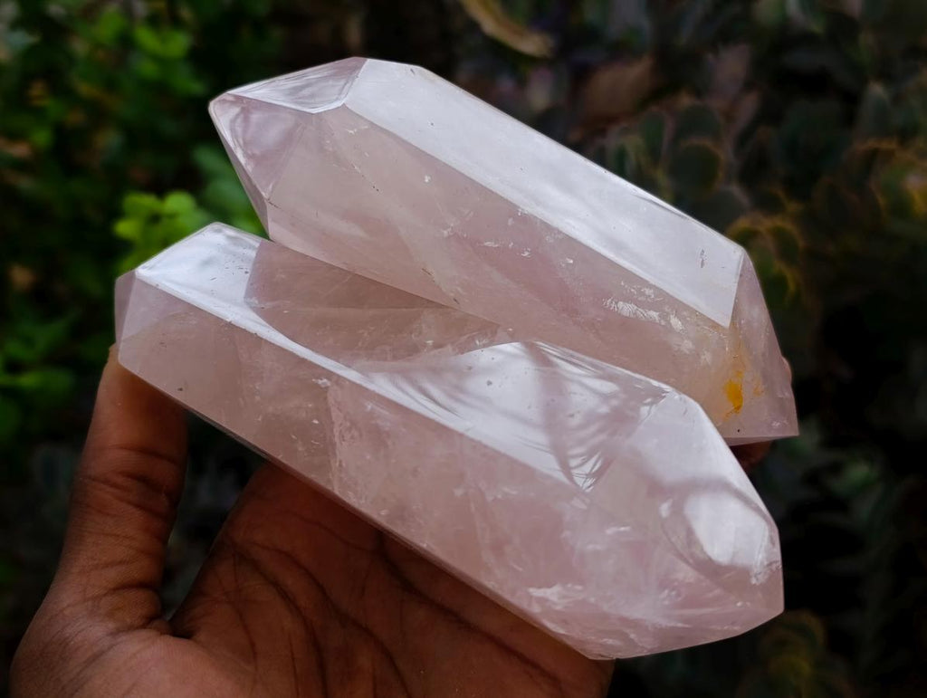 Polished Double Terminated Gemmy Rose Quartz Crystals x 4 From Madagascar - Toprock Gemstones and Minerals 