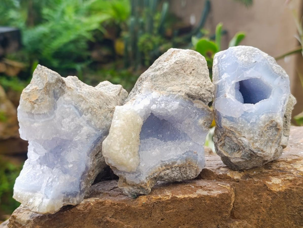 Natural Blue Lace Agate Geode Specimens x 8 From Nsanje, Malawi - Toprock Gemstones and Minerals 