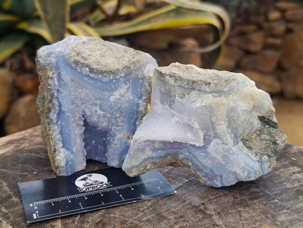 Natural Blue Lace Agate Geode Specimens x 8 From Nsanje, Malawi - Toprock Gemstones and Minerals 