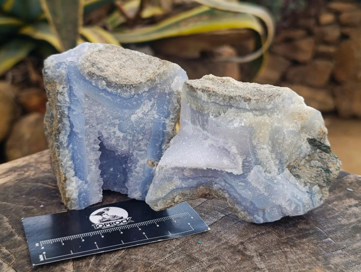 Natural Blue Lace Agate Geode Specimens x 8 From Nsanje, Malawi - Toprock Gemstones and Minerals 