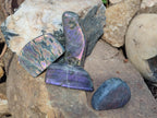Polished Rare Purple Sunset Flash Labradorite Standing Free Forms x 4 From Madagascar - Toprock Gemstones and Minerals 