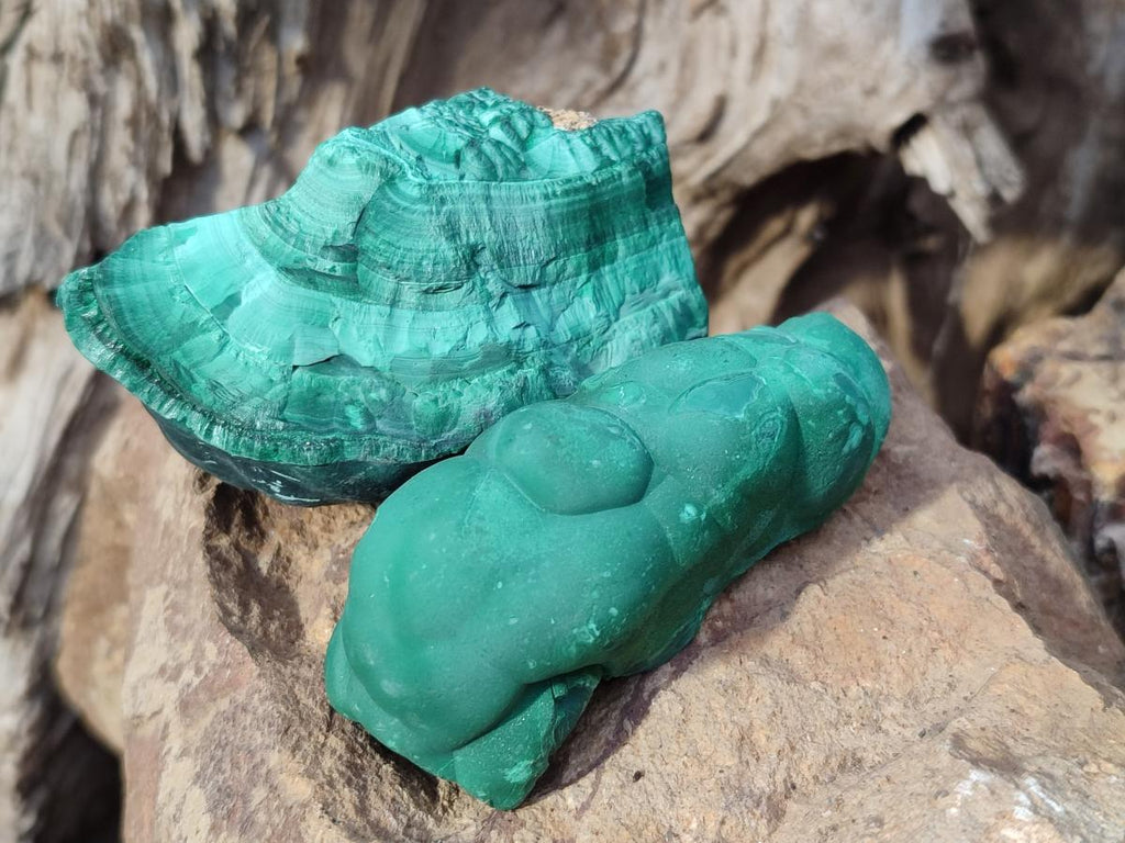 Natural Botryoidal Malachite Specimens x 12 From Congo - Toprock Gemstones and Minerals 