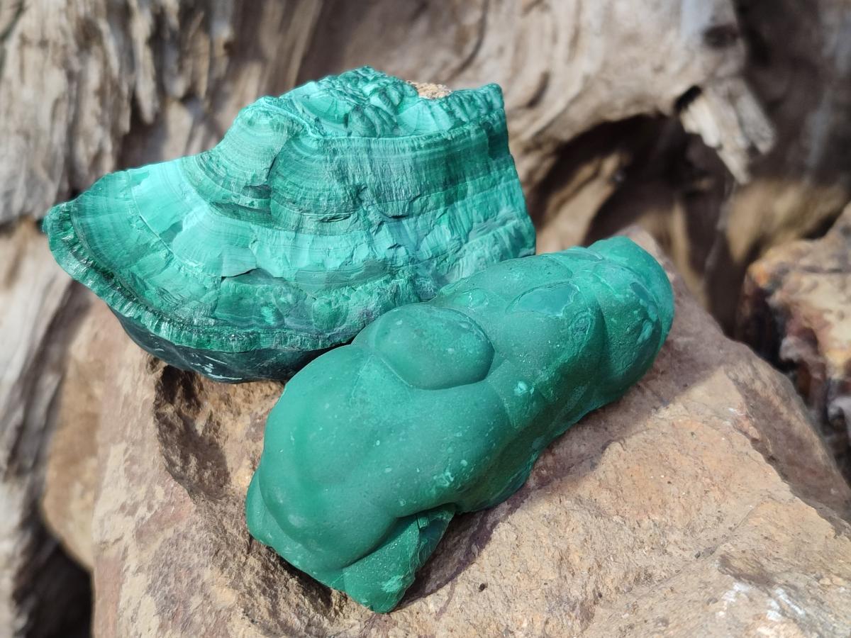 Natural Botryoidal Malachite Specimens x 12 From Congo - Toprock Gemstones and Minerals 