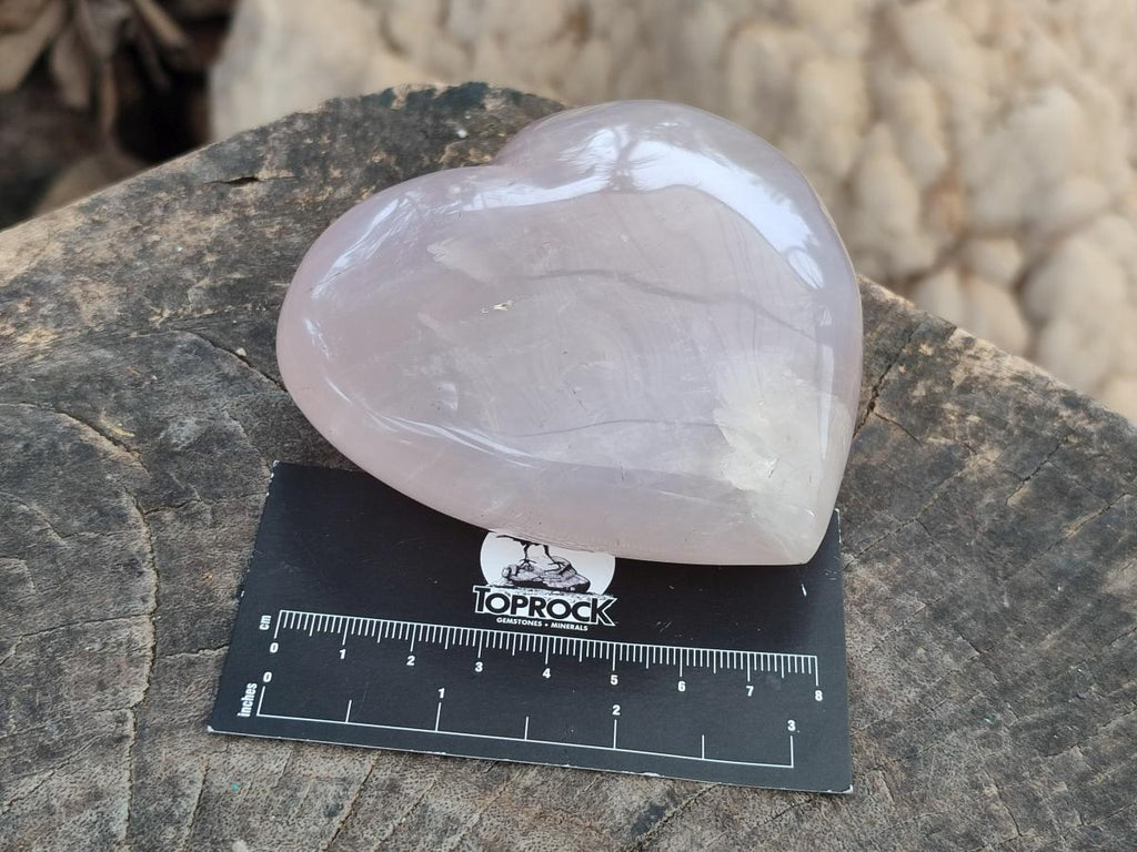 Polished Gemmy Girasol Rose Quartz Hearts x 3 From Madagascar - Toprock Gemstones and Minerals 